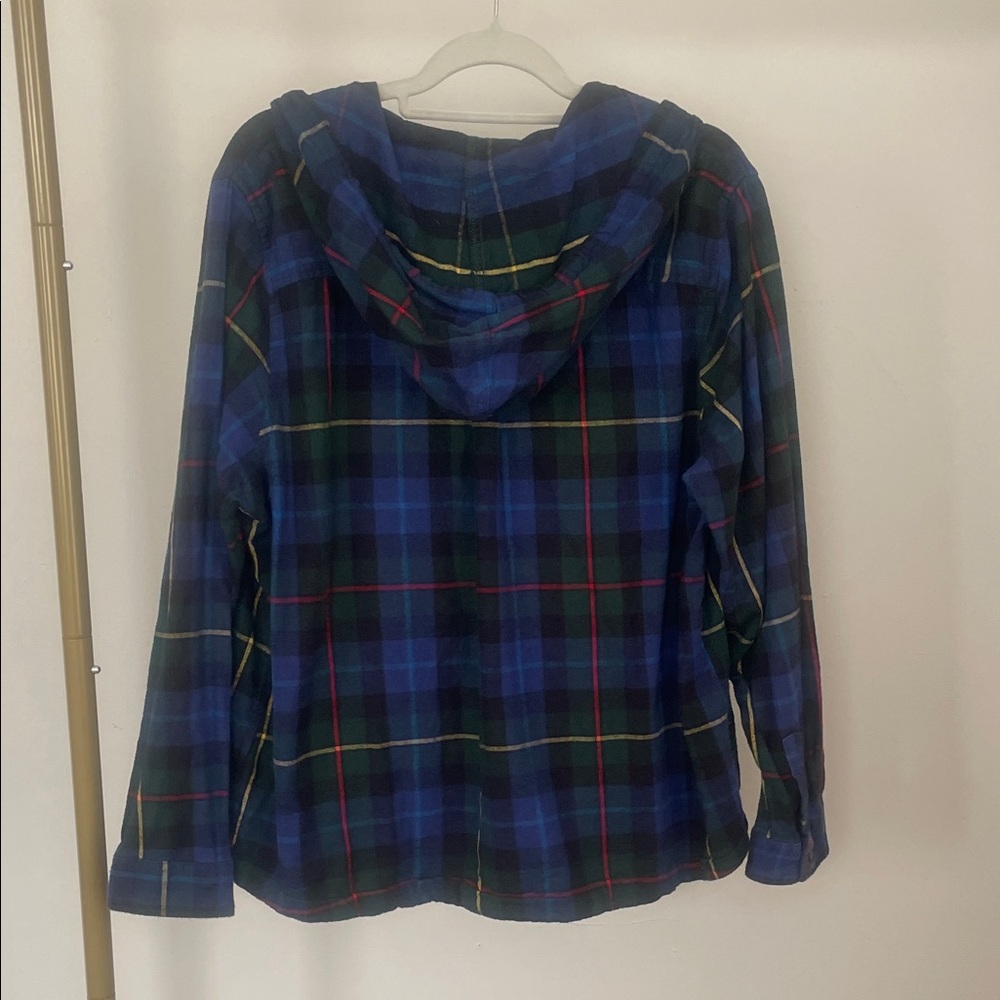 L.L. Bean Blue, Green & Red Plaid Zip Hoodie - Picture 6 of 8